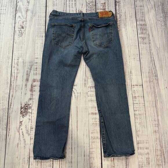 Levi’s 501 Button Fly Jeans Men’s 34x27.5 Medium Wash Straight Fit - Picture 2 of 5